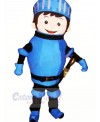 Cute Knight with Blue Coat Mascot Costume Cartoon 