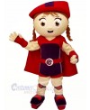 Cute Girl with Red Hat Mascot Costume Cartoon