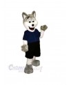 Gray and White Police Dog Mascot Costume Cartoon