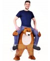 Piggy Back Bear Carry Me Ride on Brown Bear Mascot Costume Halloween 