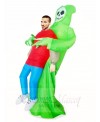 Green Demon Skull Carry me Skeleton Inflatable Halloween Xmas Costumes for Adults