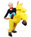 Cowboy Ride On Yellow Horse Inflatable Halloween Christmas Costumes for Adults