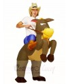 Cowboy Cowgirl Ride on Brown Horse Inflatable Halloween Xmas Costumes for Adult