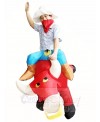 Cowboy Ride on Red Bull Inflatable Halloween Xmas Costumes for Adult