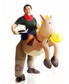 Cowboy Ride On Grey Horse Inflatable Halloween Christmas Costumes for Adults
