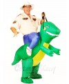 Green Dinosaur Carry me Ride On T-rex Inflatable Halloween Christmas Costumes for Adults