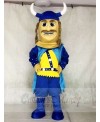 Blue Viking Mascot Costumes with Helmet and Black Cloak People