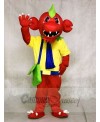 Red Dragon with Yellow Shirt and Green Bag Mascot Costumes 