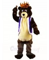 Dark Brown King Bear with Crown Mascot Costumes Animal
