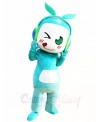 Blue Music Boy with Leaves Headset Mascot Costumes People