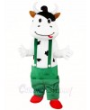 Cow Mascot Costumes with Green Overalls Animal