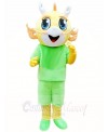 Yellow Dragon in Green Suit Mascot Costumes 