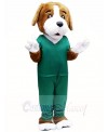 Brown Dog in Green Suit Mascot Costumes Animal 