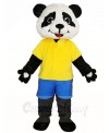 Yellow Shirt Blue Pants Panda Mascot Costumes Animal