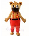 Brown Bear in Red Overalls Mascot Costumes Animal 