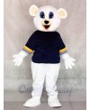 Cute White Bear with Black Shirt Mascot Costumes Animal