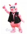 Pink Pig with Vest and Tie Mascot Costume Piggy Mascot Costumes