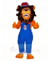 Blue Overalls Lion Mascot Costumes Animal 