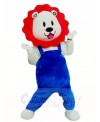 Red Mane Blue Overalls Lion Mascot Costumes Animal