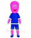 Pink Man in Blue Shorts Mascot Costumes People