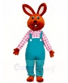 Chocolate Rabbit in Overalls Mascot Costumes Easter Bunny Animal