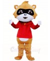 Brown Raccoon in Red Vest Mascot Costumes Animal