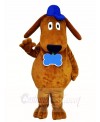 Brown Dog Mascot Costumes with Blue Hat Animal  