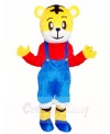 Tiger with Blue Overalls Mascot Costumes Animal 