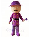 Purple Shirt Builder Construction Man with Hammer Mascot Costumes People