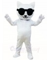 White Cat with Sunglasses Mascot Costumes Cartoon