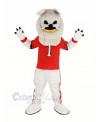 Gray Bulldog in Red Coat Mascot Costume Animal