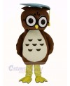 Brown Doctor Owl with Blue Cap Mascot Costume