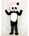 Panda with Pink Hat Mascot Costume Cartoon