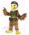 Cool Brown Eagle in Camouflage Vest Mascot Costume