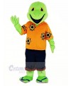 Green Lizard with Orange T-shirt Mascot Costume Cartoon