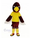 Red Cardinal Bird in Yellow Shirt Mascot Costume