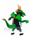 Green and Orange Dragon with Wings Mascot Costume Cartoon