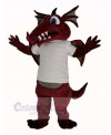 Wine Color Dragon in White T-shirt Mascot Costume