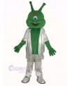 Green Alien in Silver Suit Mascot Costume