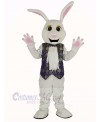 Easter White Rabbit in Blue Vest Mascot Costume