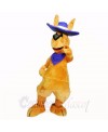 Friendly Adult Kangaroo with Blue Hat Mascot Costumes Adult