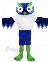 Cute Blue Owl with Green Eyebrow Mascot Costumes Animal