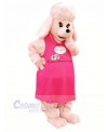 Pink Dog in Dress Mascot Costumes Cartoon