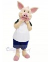 Pink Pig with White Suit Mascot Costumes Cheap