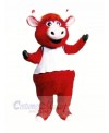 Red Bull with White Vest Mascot Costumes Cartoon	