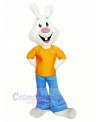 White Rabbit with Orange T-shirt Mascot Costumes	