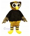 Brown Owl with Black T-shirt Mascot Costumes Cartoon	