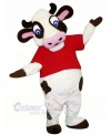 Funny Cow with Red T-shirt Mascot Costumes Cartoon
