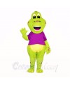 Green Dinosaur with Purple Shirt Mascot Costumes Cartoon