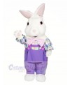 Fuzzy Bunny with Purple Suit Mascot Costumes Cartoon